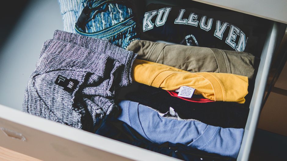 Neatly folded clothing