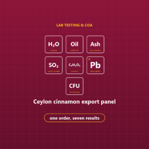 Ceylon Cinnamon Export Panel: lab test illustration
